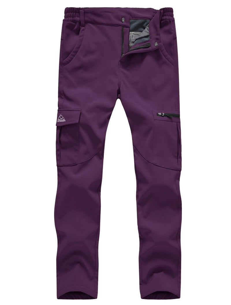 Gopune Women's Waterproof Windproof Fleece Lined Warm Hiking Ski Snow Insulated Pants (Purple,L) - Image 1